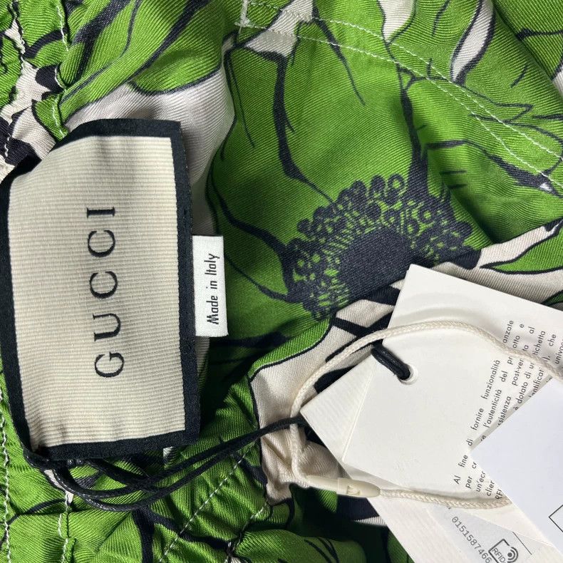 Gucci Gucci Green floral printed pattern logo shorts 2501-Nextarr Size US 36 / EU 52 - 4 Thumbnail