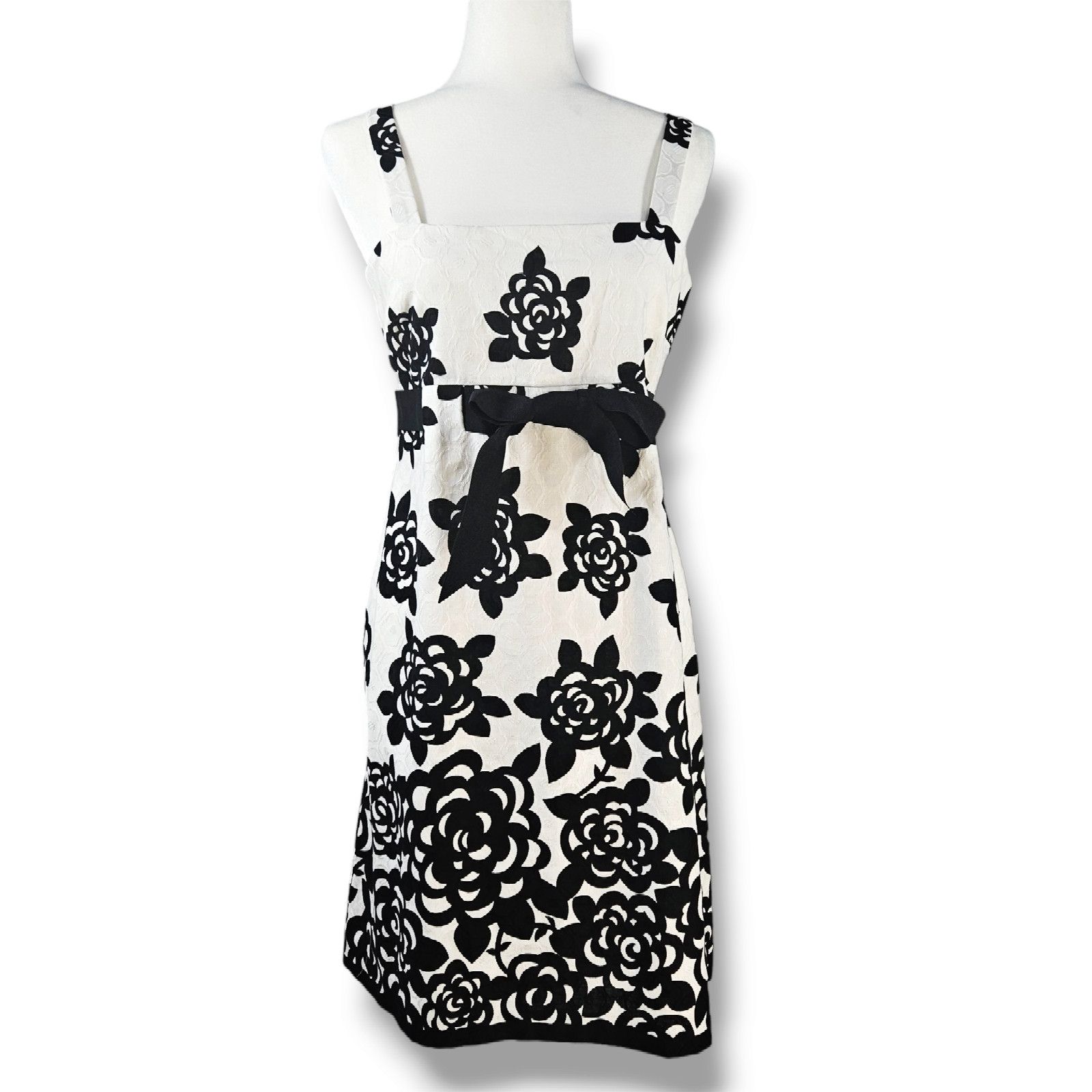 Other EUC Jessica Howard Roses Floral Dress Sz. 10P White Black Size L / US 10 / IT 46 - 2 Thumbnail