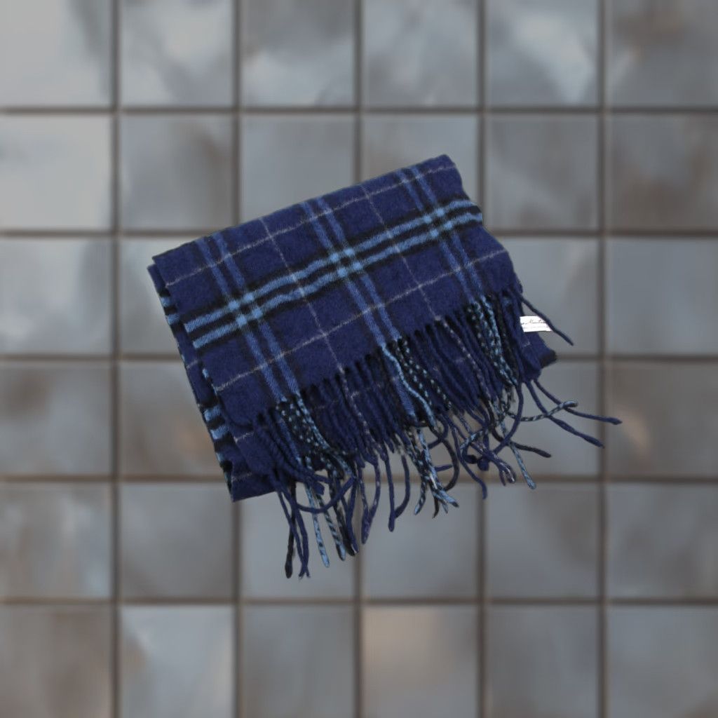 Vintage VINTAGE Enzo Mantovani Men's Plaid Wool Cashmere Blend Scarf One Size Blue Winter Fall Classic Size ONE SIZE - 1 Thumbnail