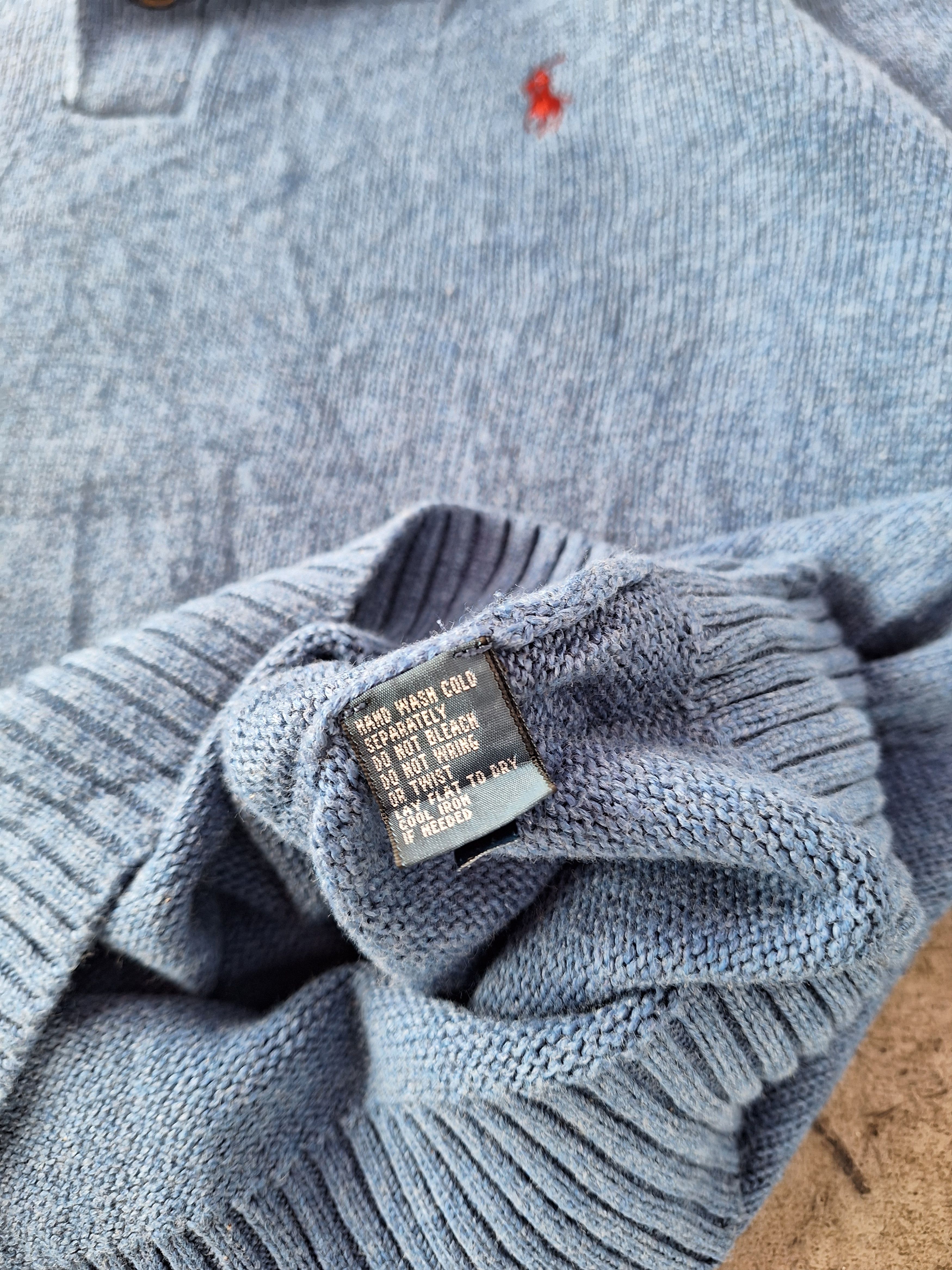 Polo Ralph Lauren × Ralph Lauren × Vintage Polo Ralph Lauren Cable Knit Sweater Cotton 1/4 Button Zip Size US XL / EU 56 / 4 - 3 Thumbnail