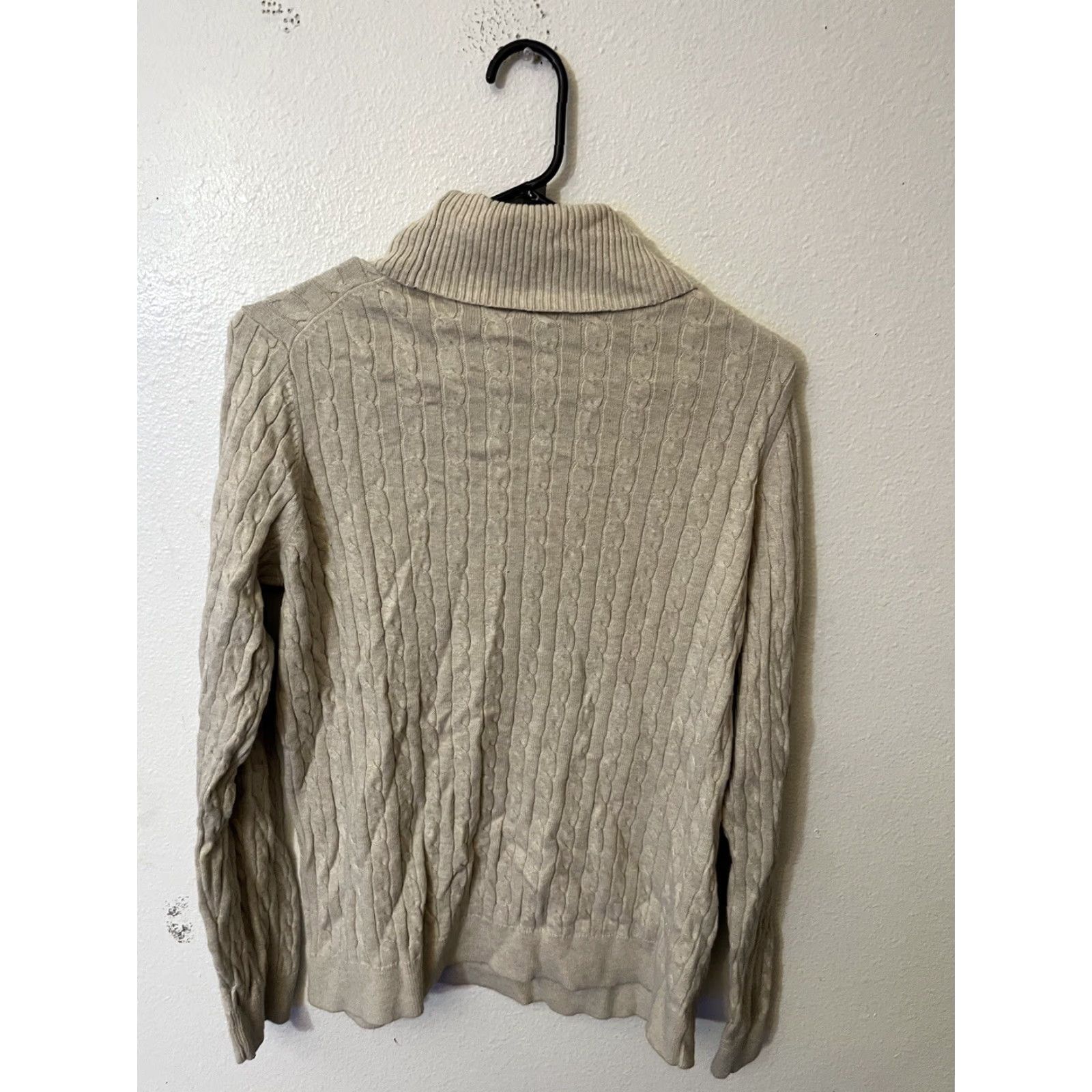 Lands' End Lands' End Cotton Turtleneck Sweater XL Light Blue Cable Knit Shirt Womens Size XL / US 12-14 / IT 48-50 - 2 Thumbnail