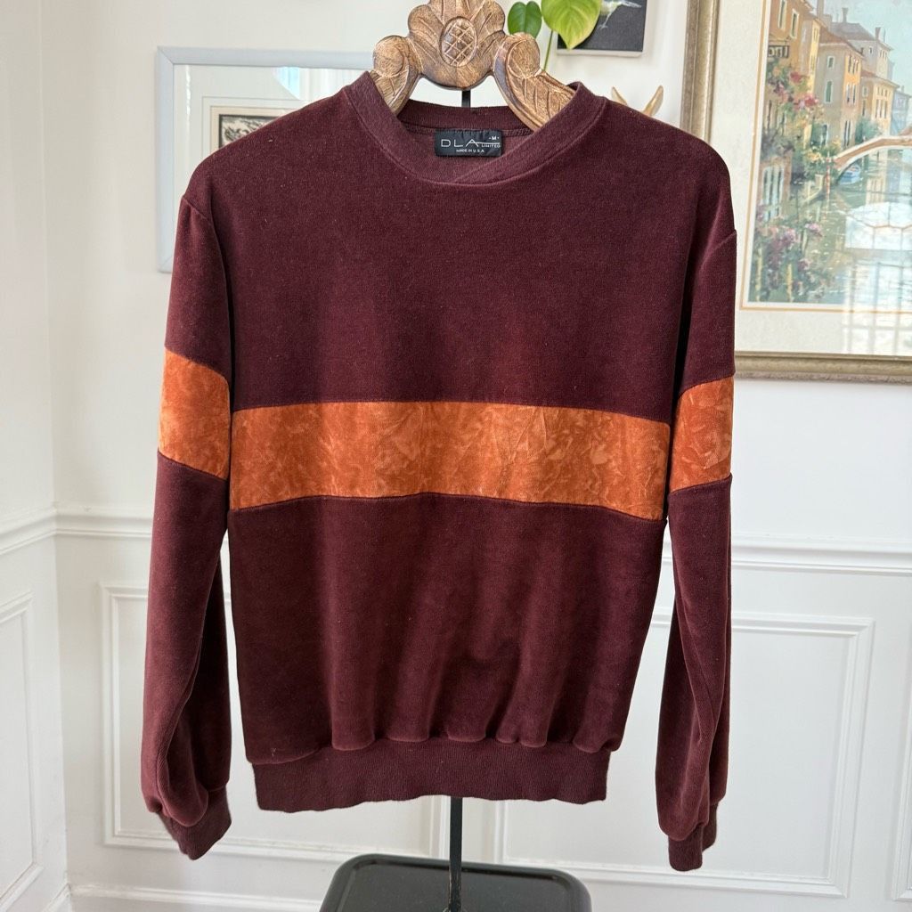 Vintage Vintage 70s DLA Limited Velour Brown Stripe Pullover M Size US M / EU 48-50 / 2 - 2 Thumbnail