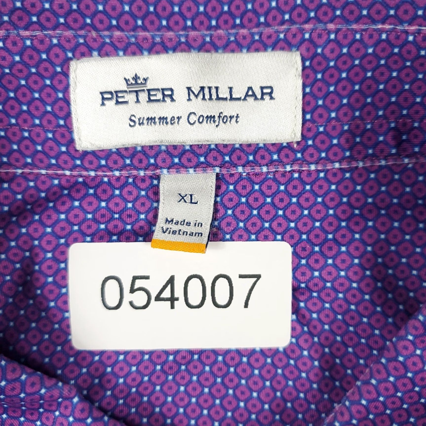 Peter Millar Peter Millar Polo Shirt Mens XL Purple Geometric Short Sleeve Button Collar Activewear Casual Formal Modern Preppy Sports Mens XL Purple Polo Size US XL / EU 56 / 4 - 6 Thumbnail