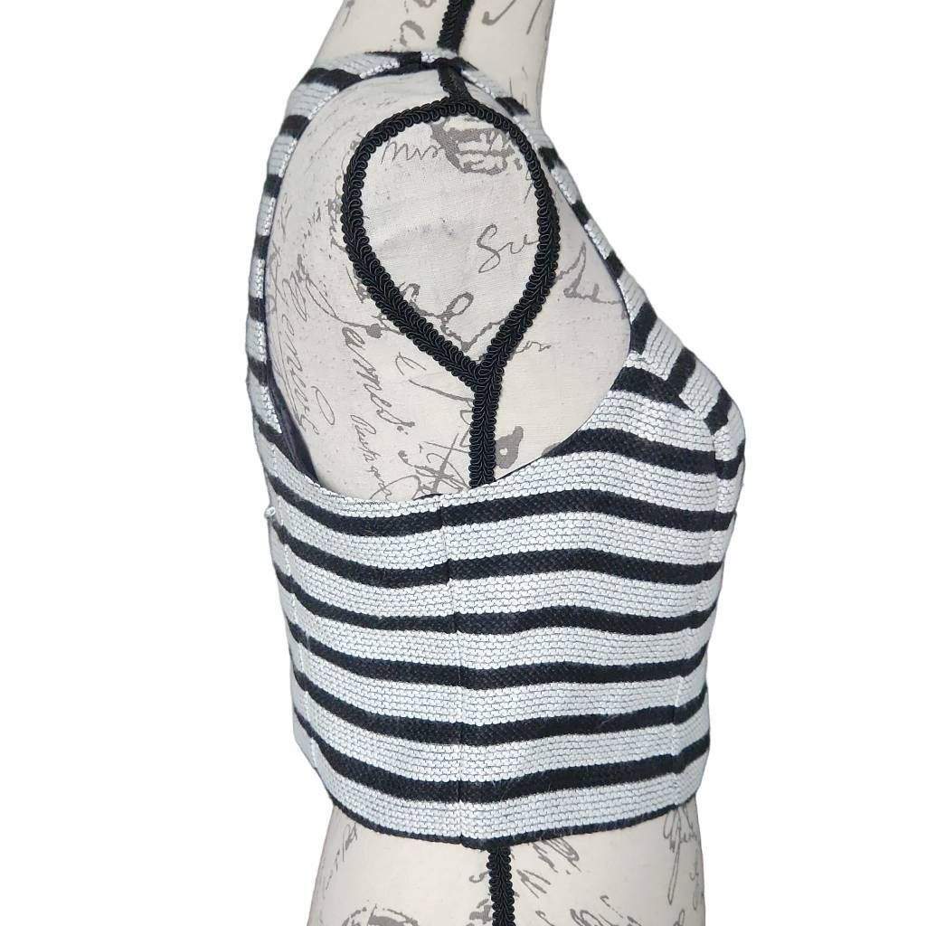 Express Express Women's Size Small Black White Striped Knit Skimmer Top Size S / US 4 / IT 40 - 6 Thumbnail