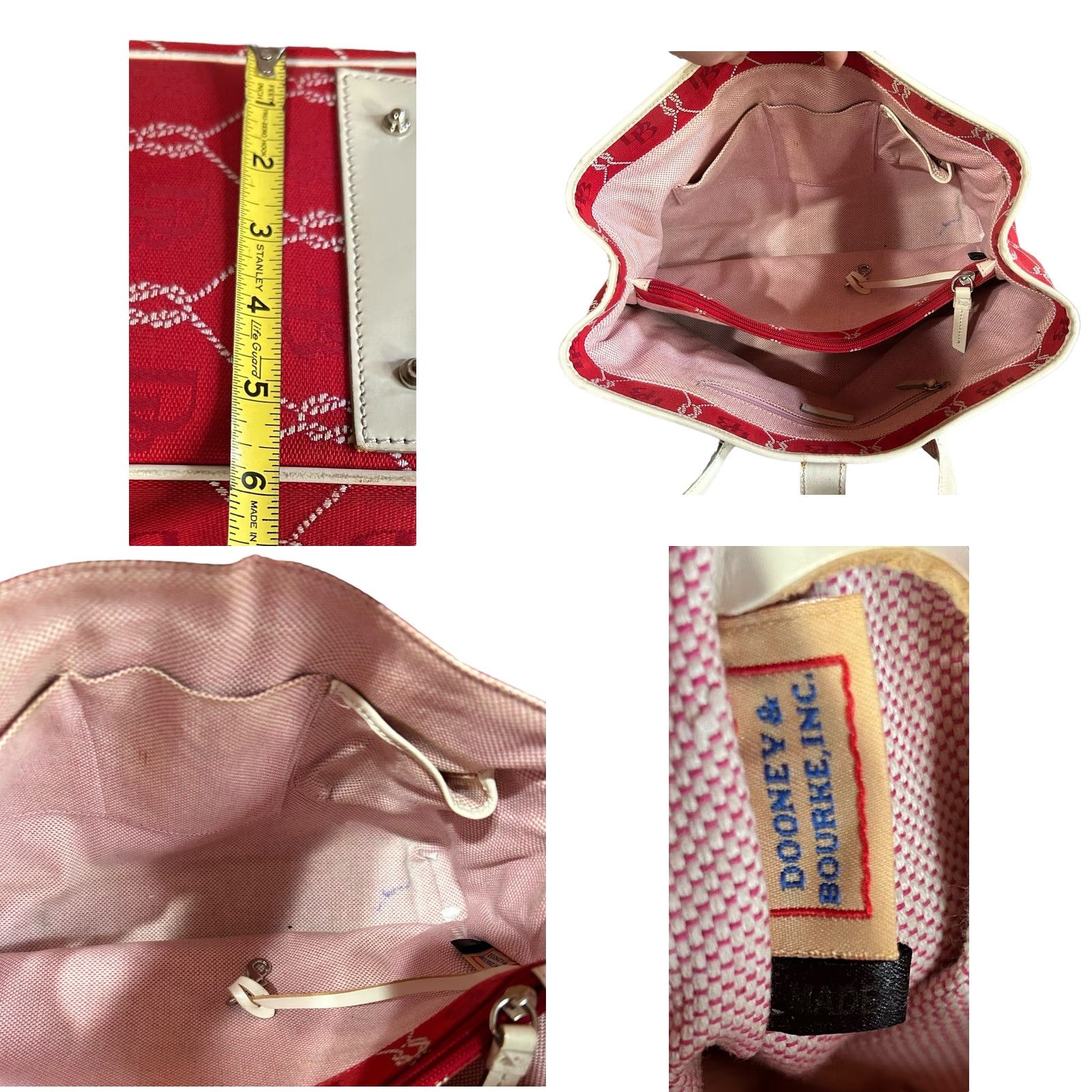 Logo 7 VINTAGE Dooney & Bourke Florentine Monogram Fabric Purse Women’s Shoulder Handbag Bag Red White Leather Canvas Size ONE SIZE - 10 Thumbnail