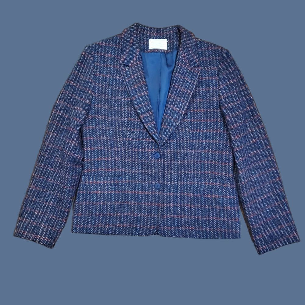 Pendleton Vintage Pendleton Blazer Womens 10 Blue Red Plaid Wool Jacket Made USA 80s 90s Size L / US 10 / IT 46 - 1 Thumbnail