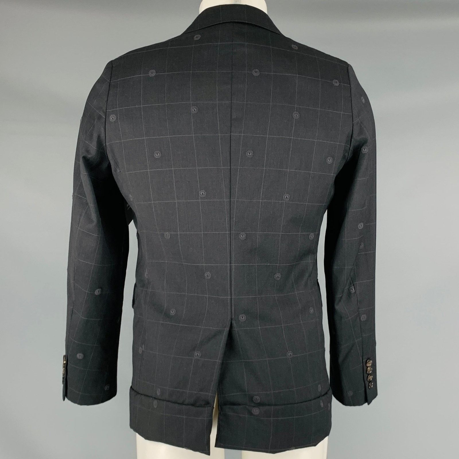 Comme des Garcons Size S Black Grey Window Pane Wool Sport Coat Size 36R - 4 Thumbnail