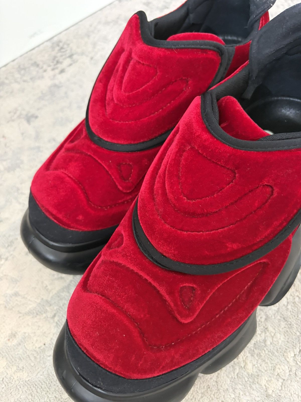 Japanese Brand grounds - Red Velvet Platform Rave Sneakers Size US 10 / EU 43 - 4 Thumbnail