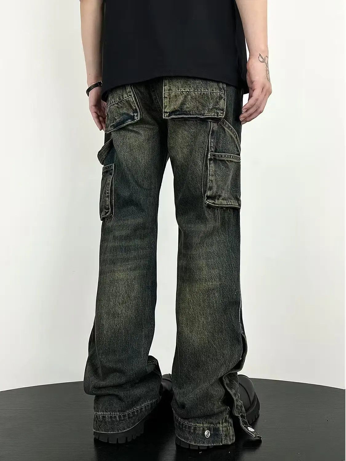image of Vintage Faded Cargo Workwear Carpenter Pants in Blue, Men's (Size 32)
