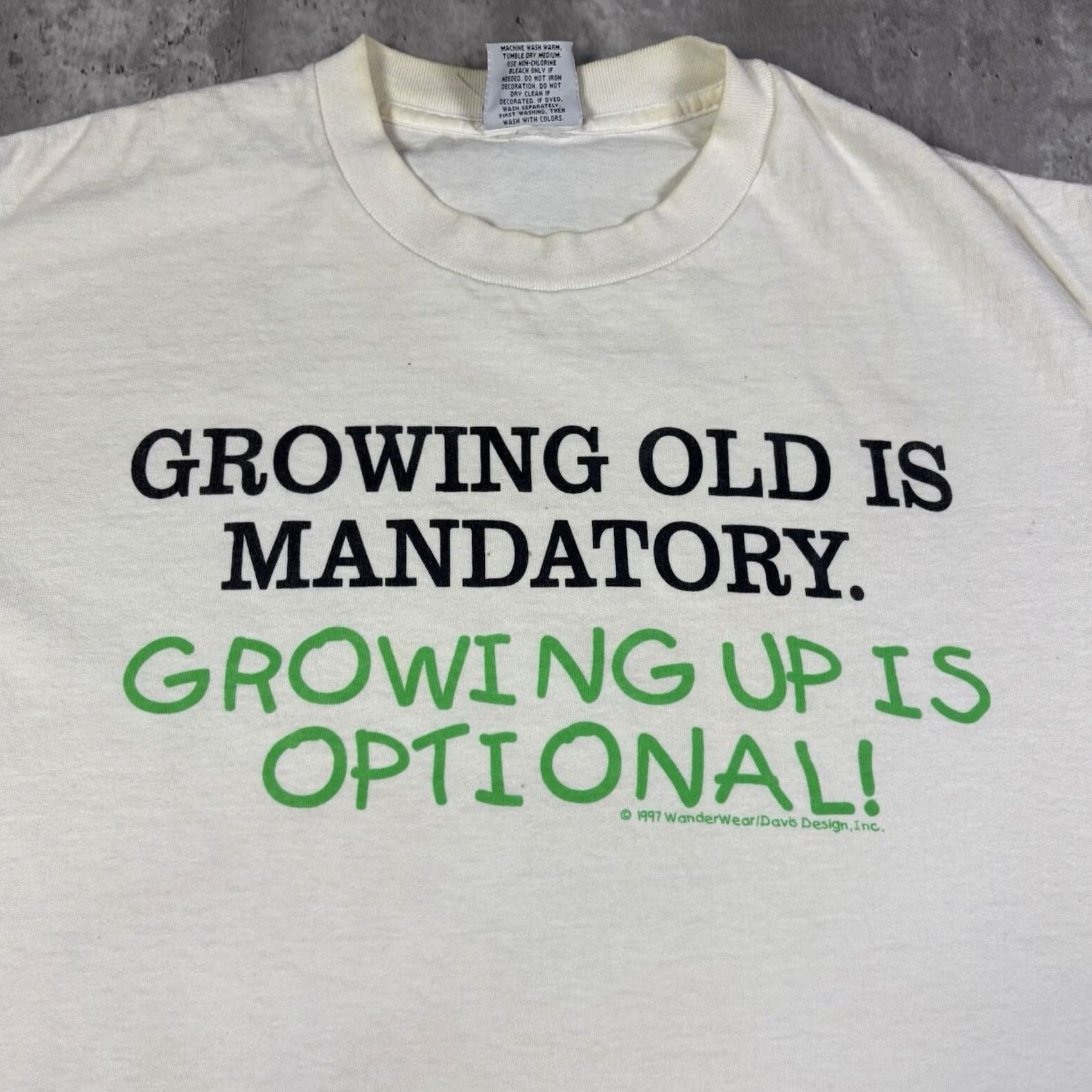 Vintage VINTAGE 90s Funny Quote Humor T Shirt Mens size L White Happy Mom Stitch Free! Growing up is optional Size US L / EU 52-54 / 3 - 7 Thumbnail