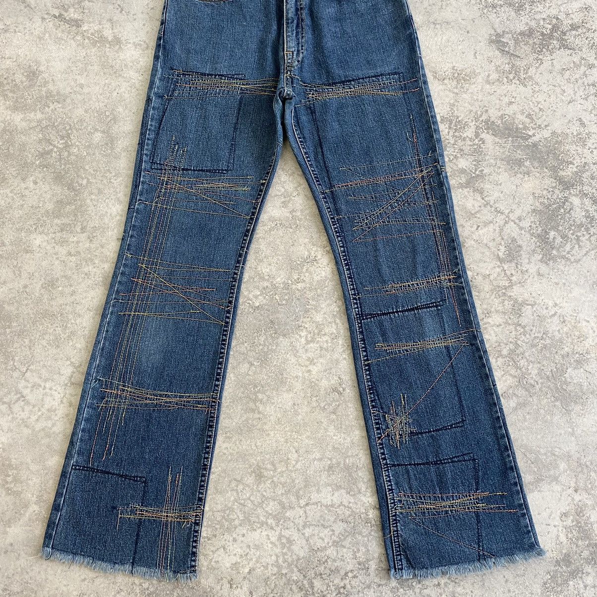 Hysteric Glamour × Vintage VTG 90’s HG Artisanal Zigzag Flared Denim Jeans Size US 27 - 2 Thumbnail