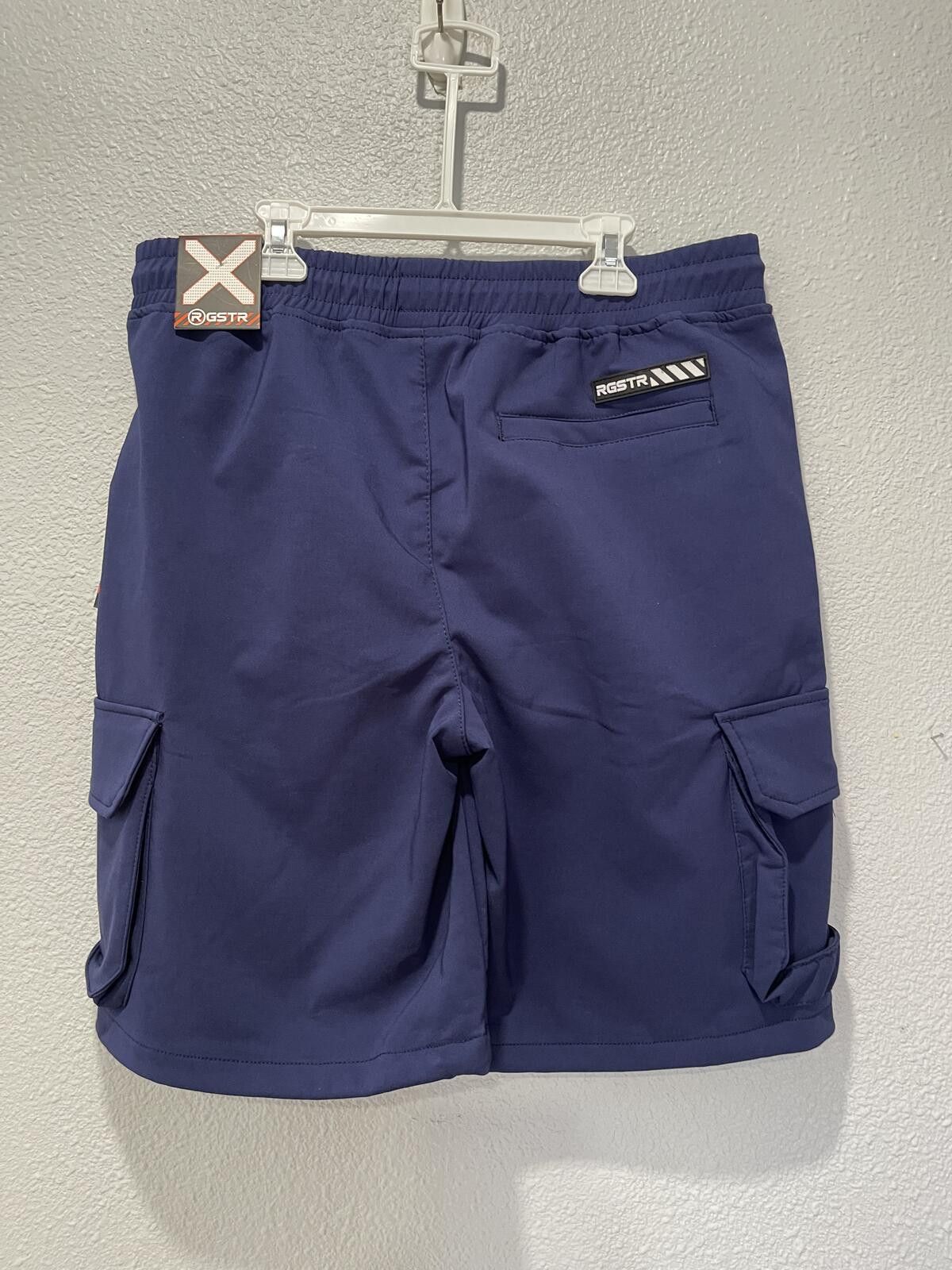 Restricted RGSTR Men's Navy Blue Cargo Shorts with Orange Creative Dept Size US 32 / EU 48 - 2 Thumbnail