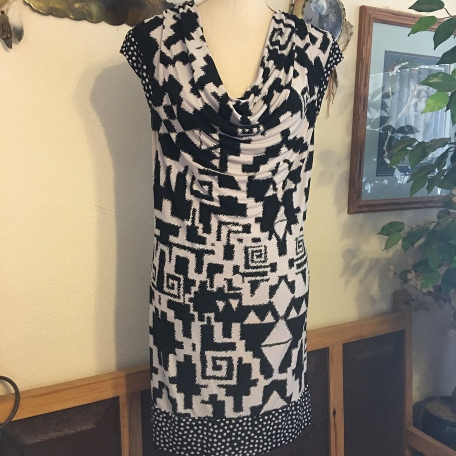 Alfani Alfani geometric print black/white tunic top dress | Grailed