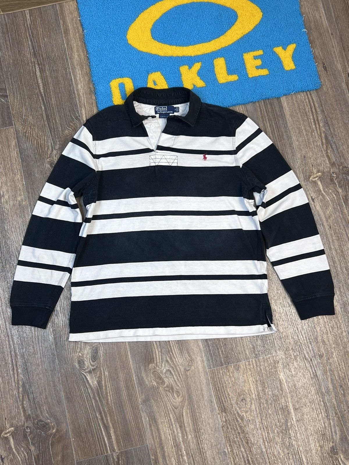 Polo Ralph Lauren Vintage Polo Ralph Lauren Stripped Rugby Long Sleeve Shirt Size US L / EU 52-54 / 3 - 1 Thumbnail