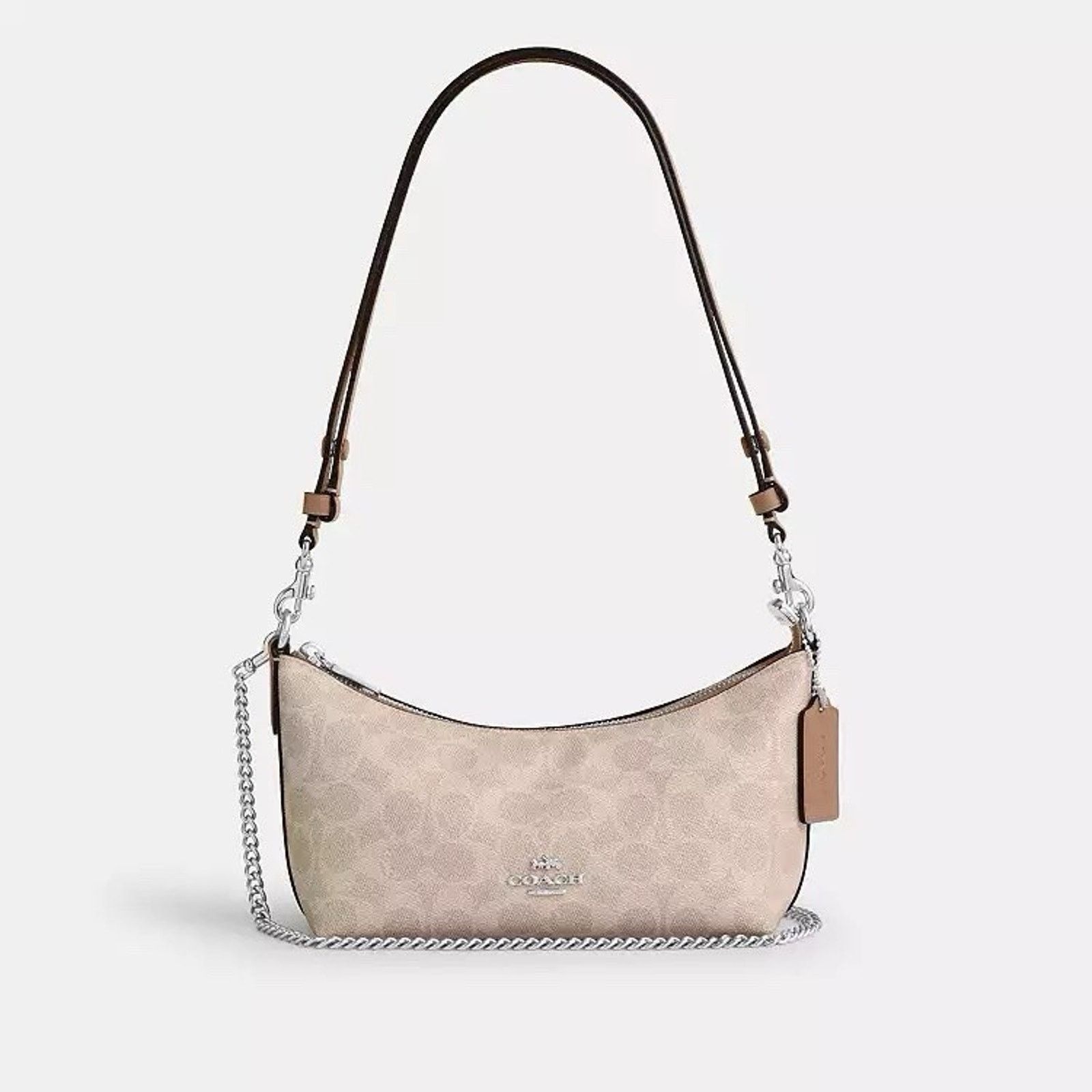 Coach NWT Coach Caitlin Shoulder Bag CEK80 Silver/Sand/Taupe Size ONE SIZE - 7 Thumbnail