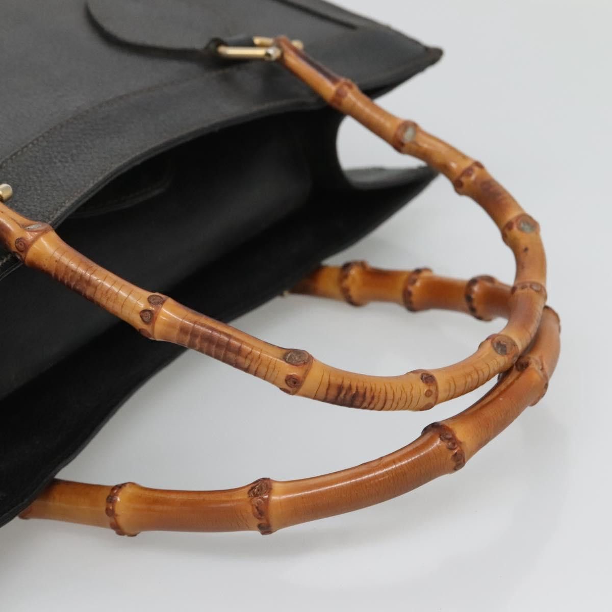 Gucci GUCCI Bamboo Hand Bag Leather Black Gold 002 1186 002 1186 Size ONE SIZE - 7 Thumbnail