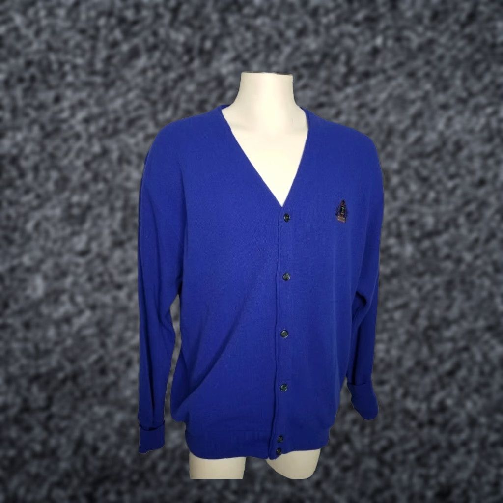 Izod VINTAGE IZOD Cardigan Sweater Mens XL Acrylic Blue Button Cuff Sleeves V-Neck Size US XL / EU 56 / 4 - 1 Thumbnail