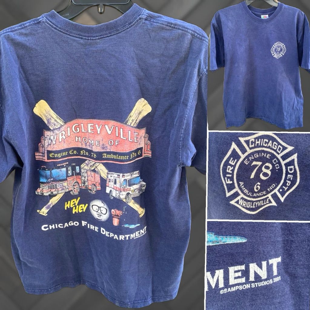 Fruit Of The Loom VINTAGE Chicago Fire Dept Wrigleyville Engine 78 Ambulance 6 T Shirt Worn Sz XL Nike Shirt Mens Blues City Fire 2000s 90s Theme Size US XL / EU 56 / 4 - 1 Thumbnail