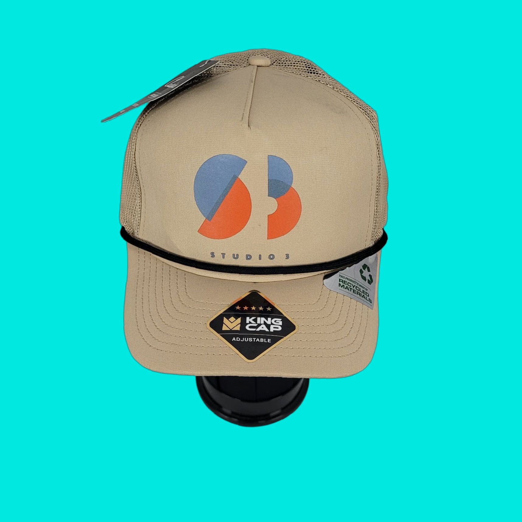 Vintage NWD Studio 3 King Cap Trucker Hat Men One Size Brown Adjustable Recycled Materials Classic 90s Style Mens Cap Size ONE SIZE - 1 Thumbnail