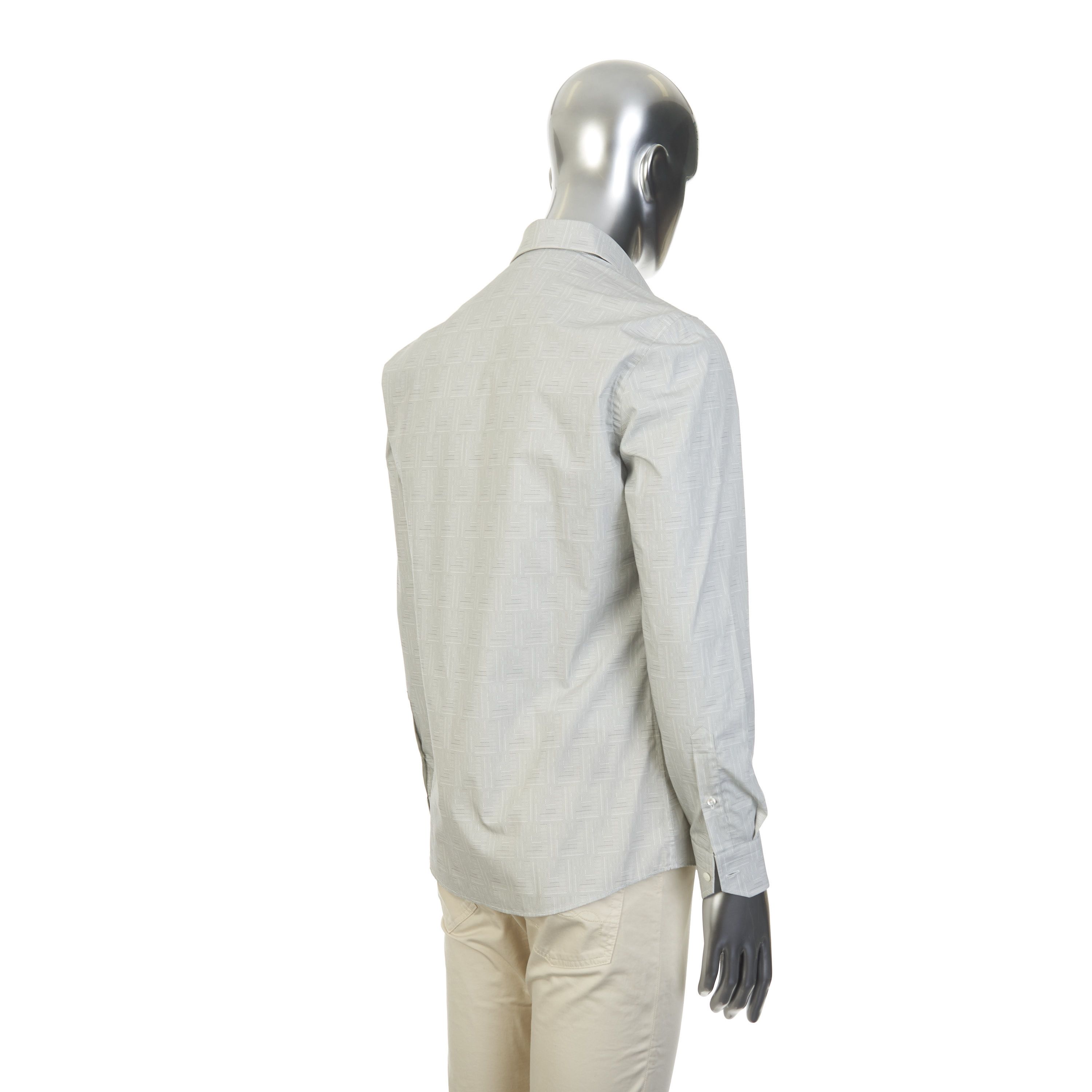 Fendi Longsleeve Shirt In Beige Cotton With Fendi Motif Print Size US M / EU 48-50 / 2 - 6 Thumbnail