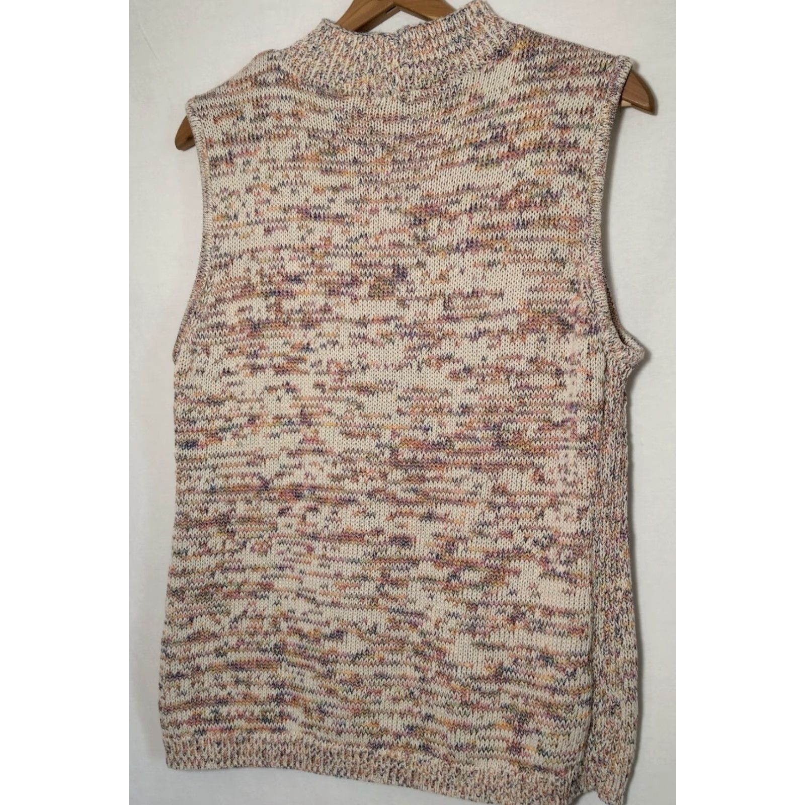 Talbots Talbots Women’s Sweater L Sleeveless Knit Mock Neck Pullover Casual Fall Spring Cotton Blend Multicolor Size L / US 10 / IT 46 - 2 Thumbnail