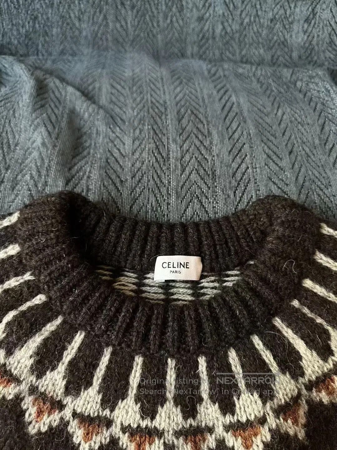 Celine celine fair isle sweater in beige. Size XS / US 0-2 / IT 36-38 - 3 Thumbnail