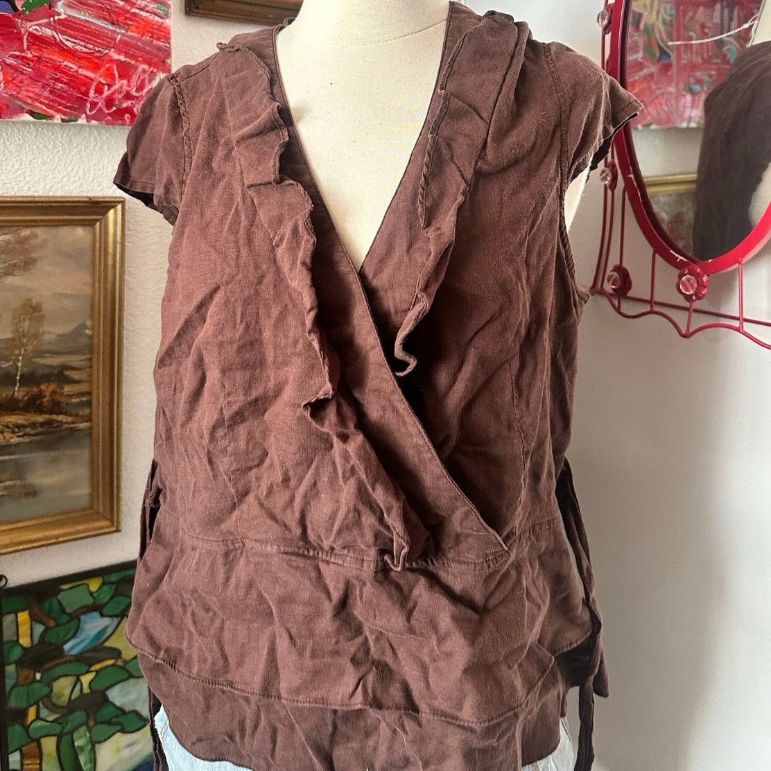 Other hillard & hanson vintage y2k brown wrap top Size XL / US 12-14 / IT 48-50 - 2 Thumbnail