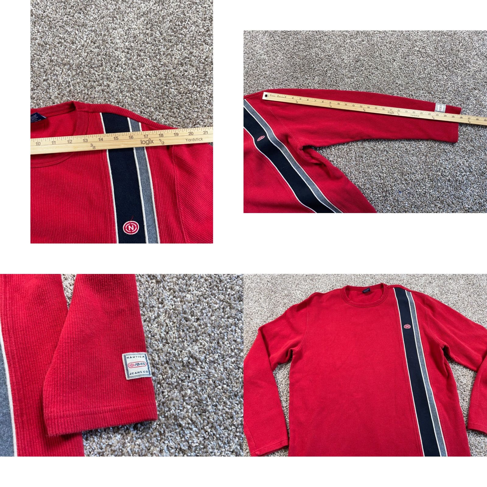 Nautica VINTAGE Nautica Ribbed Sweater Adult Large Red Striped Knit Pullover Casual Hipster Mens Size US L / EU 52-54 / 3 - 8 Thumbnail