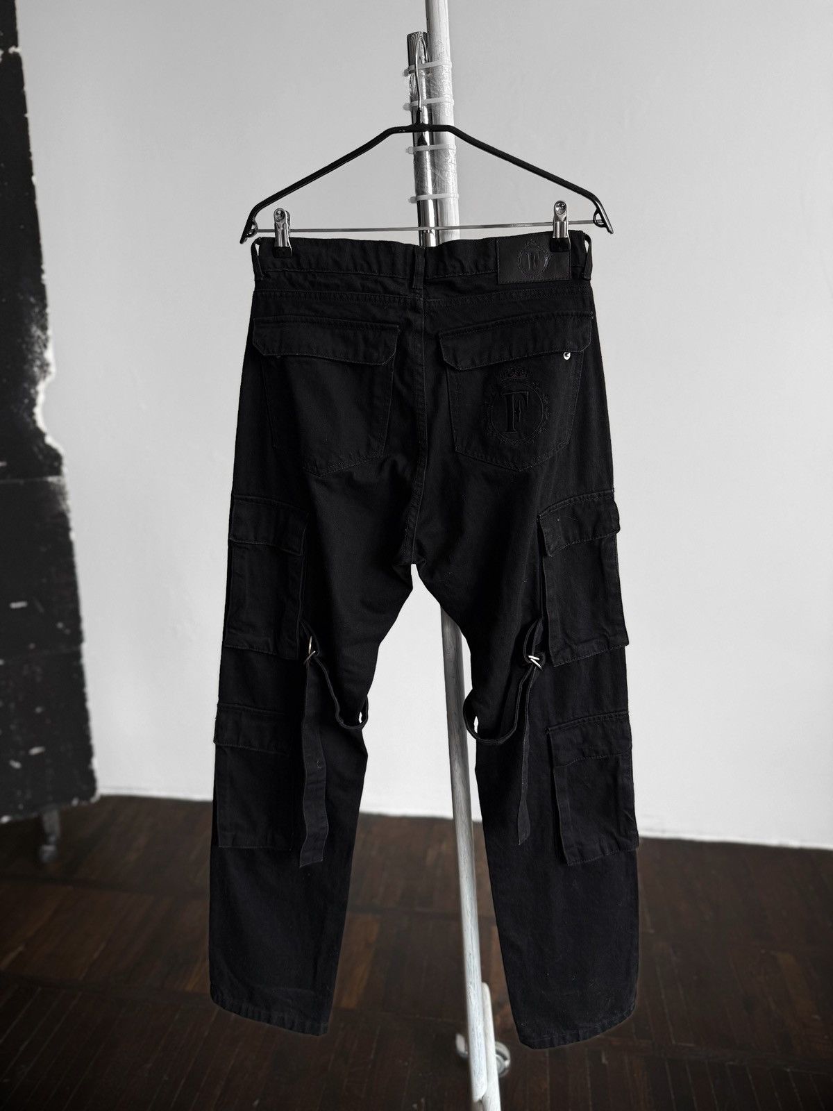 Other Finelli Mens Black Multi-Pocket Strap Utility Jeans RRP $160 Size US 32 / EU 48 - 3 Thumbnail