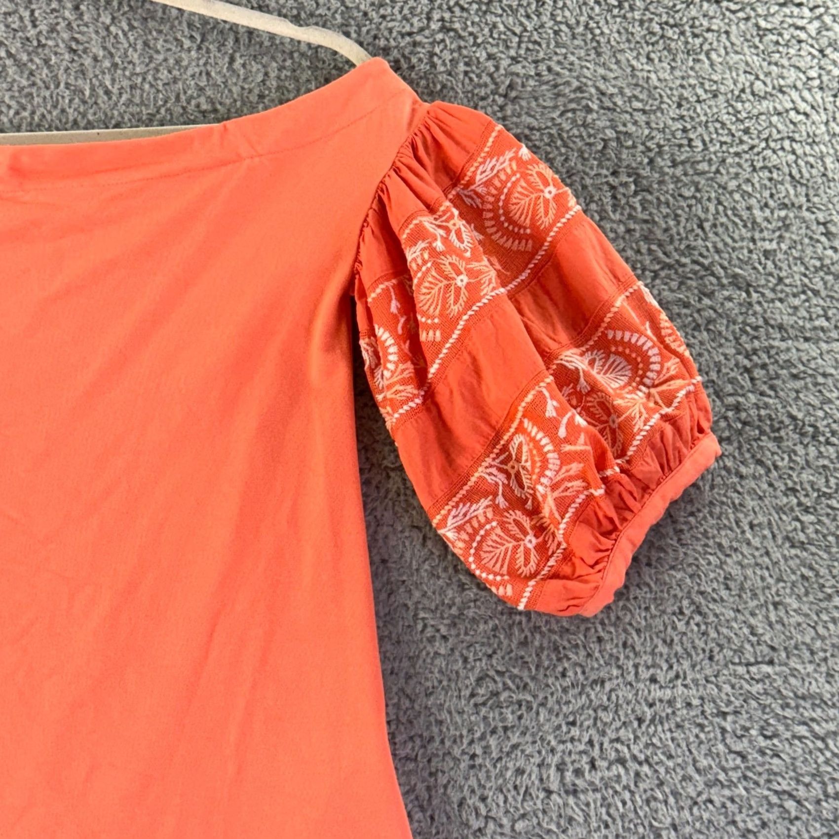 Free People Free People Rock With It Top Womens Small Orange Off Shoulder Embroidered Boho Size S / US 4 / IT 40 - 3 Thumbnail