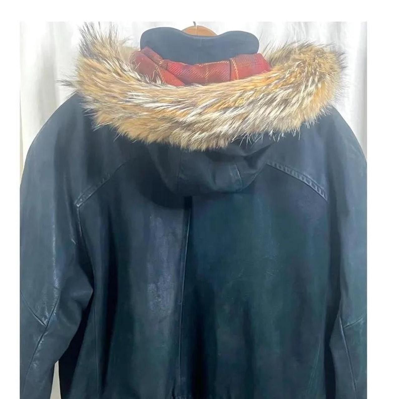 Other VTG 90s Black Leather Coyote Fur Hood Cargo Parka sz L Size US L / EU 52-54 / 3 - 6 Thumbnail