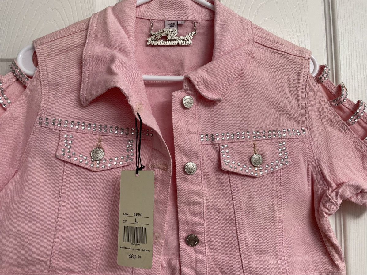 Vintage Vintage Platinum Plush Pink Jacket With Rhinestones Size L / US 10 / IT 46 - 2 Thumbnail
