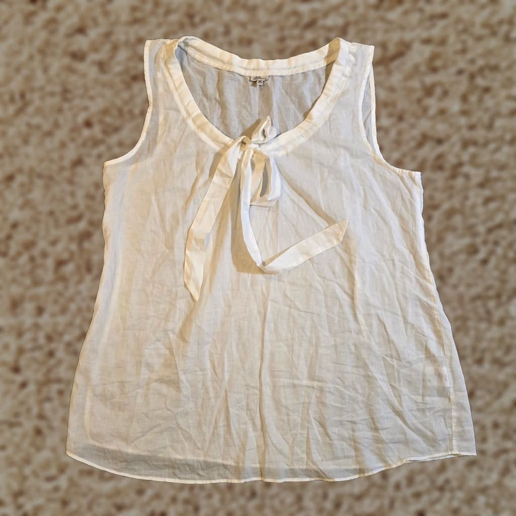 Vintage L.L. Bean Tank Top Womens Size 18 White Lightweight Sheer Tie Tank Top Casual Layer Shirt Size XXL / US 16-18 / IT 52-54 - 1 Thumbnail