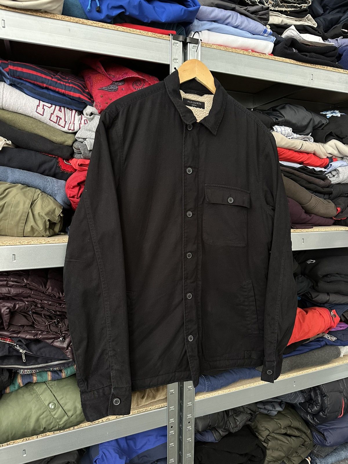 Allsaints Vintage Allsaints Black Button Zip Jacket Rare Sherpa Mens Size US M / EU 48-50 / 2 - 5 Thumbnail