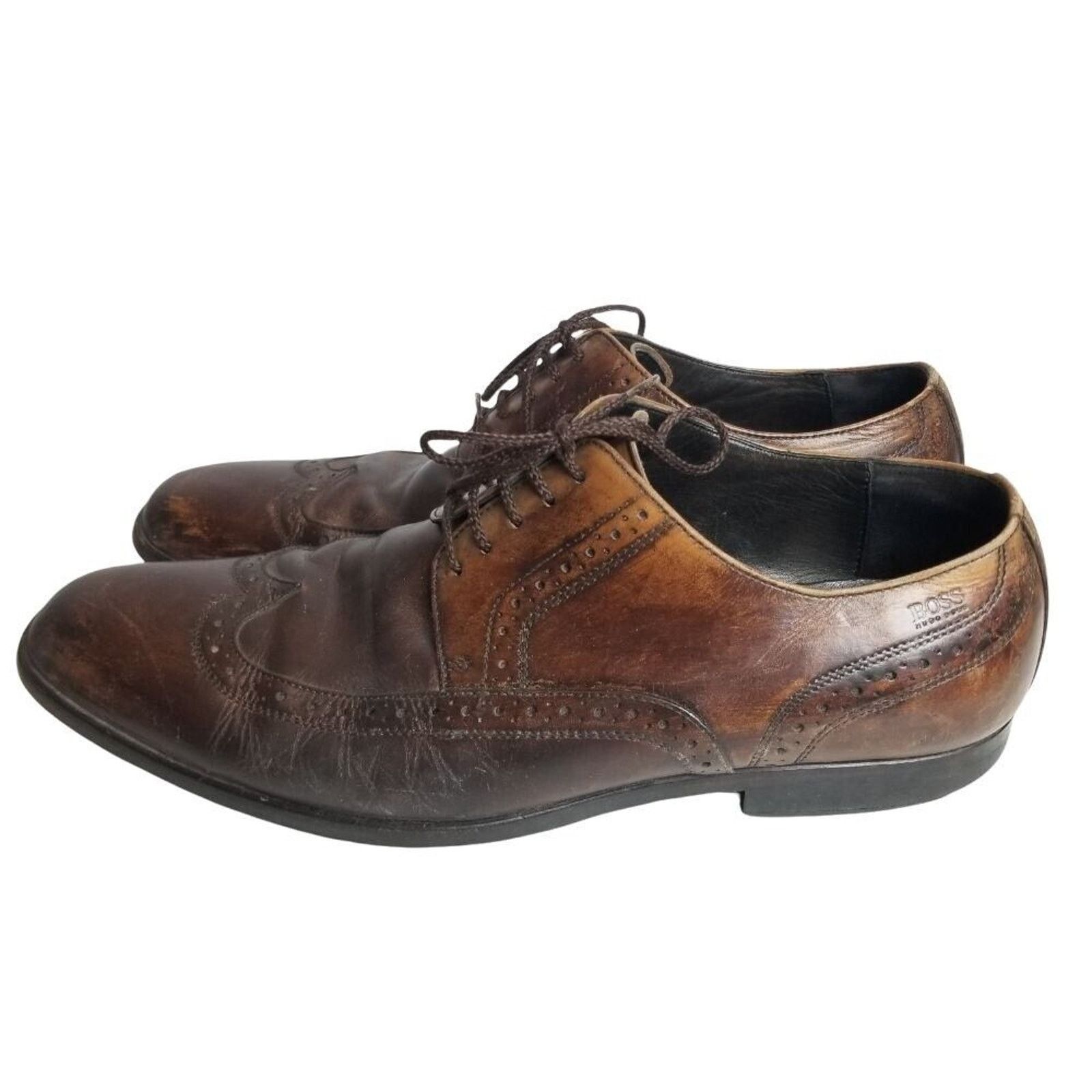 Hugo Boss Hugo Boss Mens Leather Wingtip Lace Up Oxford Dress Shoes Size US 9.5 / EU 42-43 - 4 Thumbnail