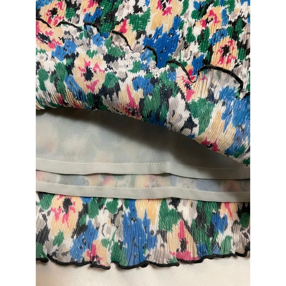 Ganni NWT New $325 GANNI Multicolor V-Neck Midi Floral Azure Blue Size L / US 10 / IT 46 - 8 Thumbnail