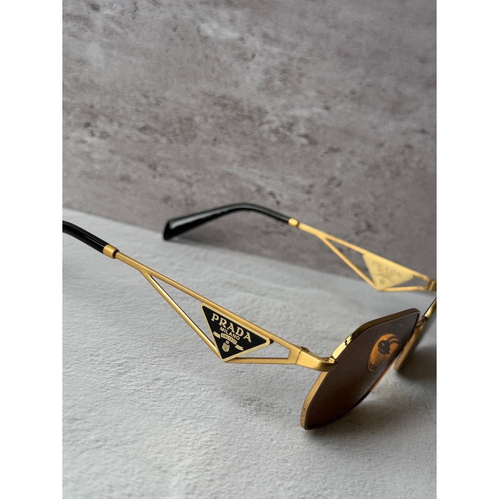 Prada NEW Prada PR A51S Sunglasses in Gold Brown $585 Size ONE SIZE - 6 Thumbnail