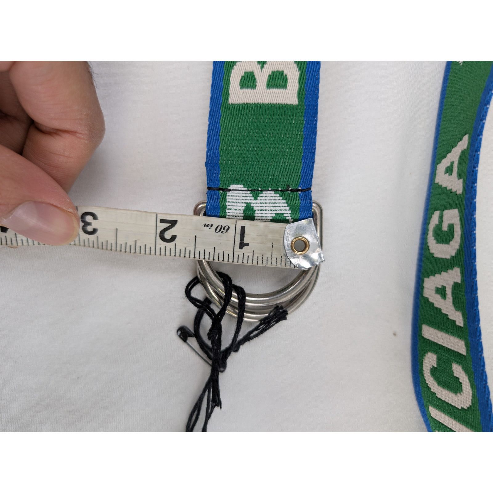 Balenciaga o1rshd1 Q:3 / Size: OS / D Ring Belt 35 in Green/Navy/Grey Size ONE SIZE - 7 Thumbnail
