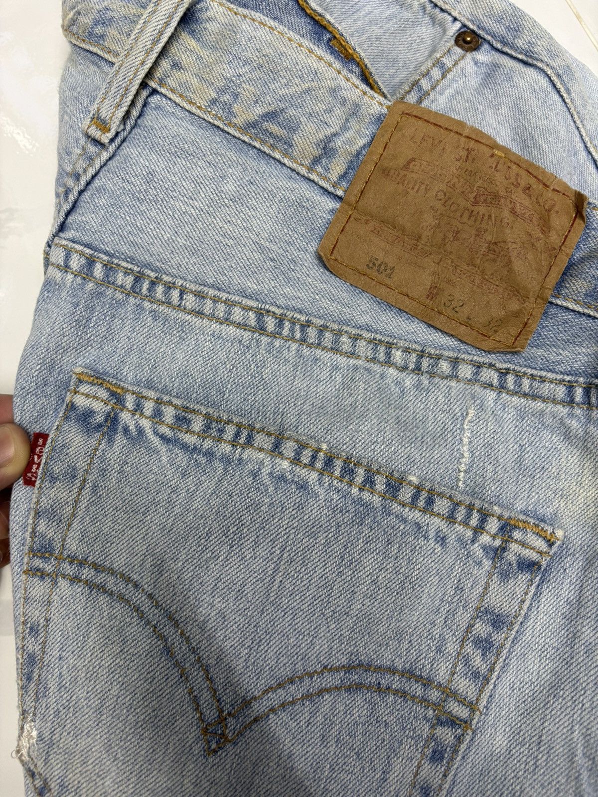 Kapital 🔥VINTAGE LEVIS 501 STITCH EMBROIDERY BLUE WASH JEANS Size US 31 - 11 Thumbnail