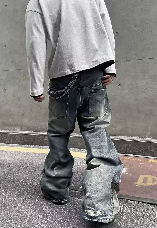 Japanese Brand × Jean Vintage Splicing Ring Button Micro Ripped Jeans Size US 32 / EU 48 - 5 Thumbnail