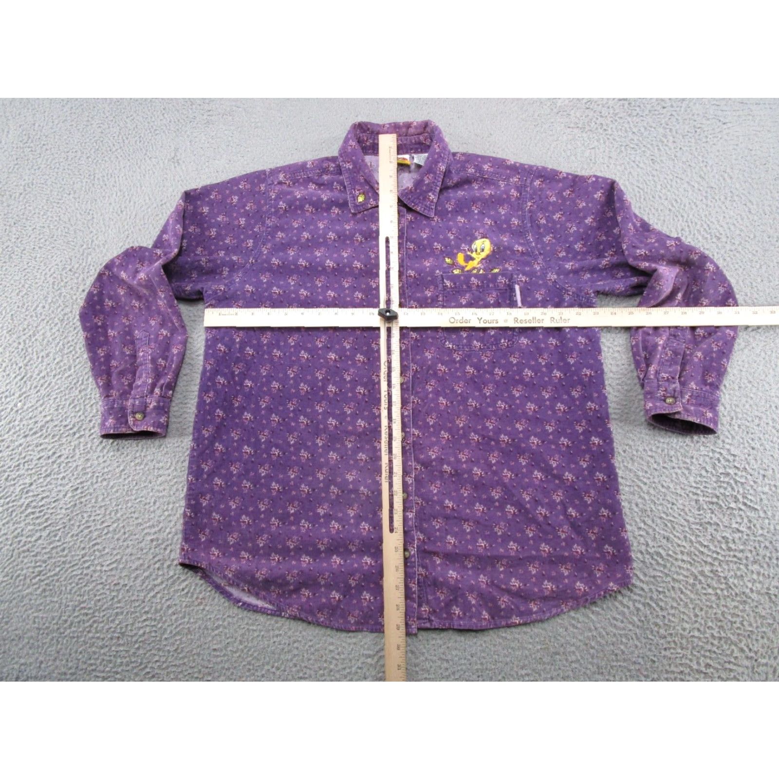 Vintage VINTAGE Looney Tunes Tweety Bird Purple Corduroy Button-Down Shirt Women's 14/16W Size XL / US 12-14 / IT 48-50 - 5 Thumbnail