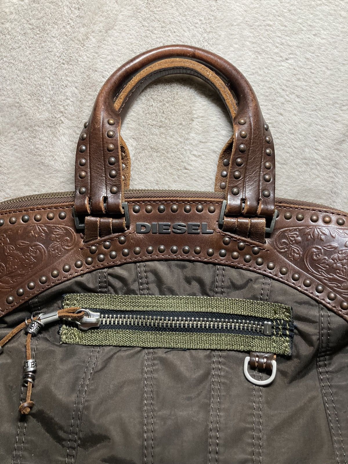 Diesel × Vintage Vintage Diesel Leather Nylon Cargo Bag y2k rare avant garde Size ONE SIZE - 3 Thumbnail