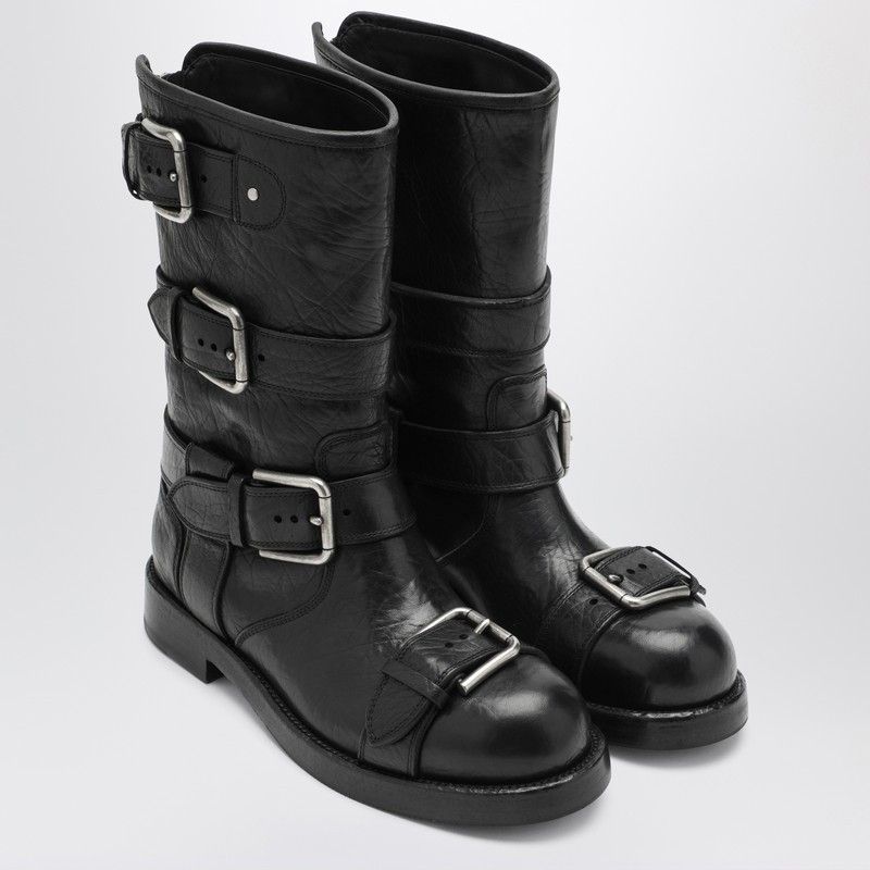 Dolce & Gabbana Dolce&Gabbana Black Leather Boots With Straps Size US 6 / IT 36 - 1 Thumbnail