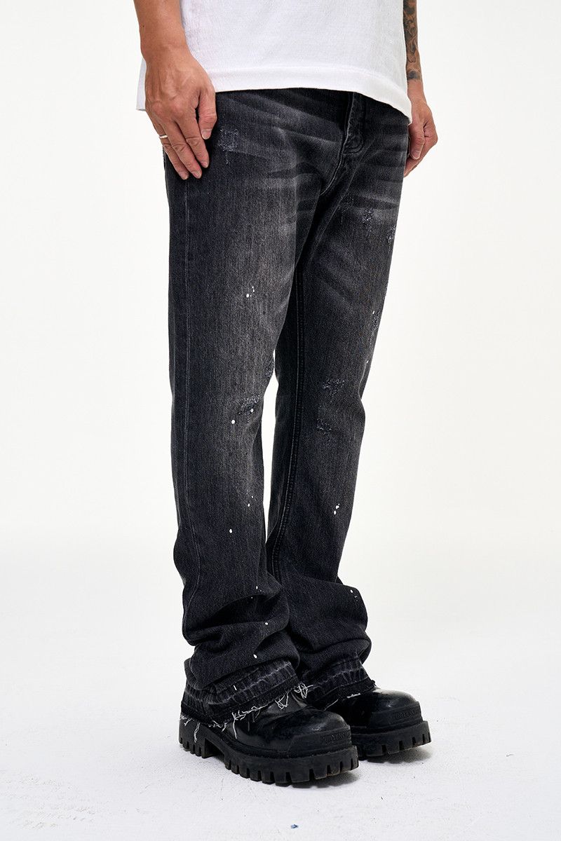 Japanese Brand × Jean Washed Wide Leg Denim Jeans, Stacked Jeans Size US 30 / EU 46 - 2 Thumbnail