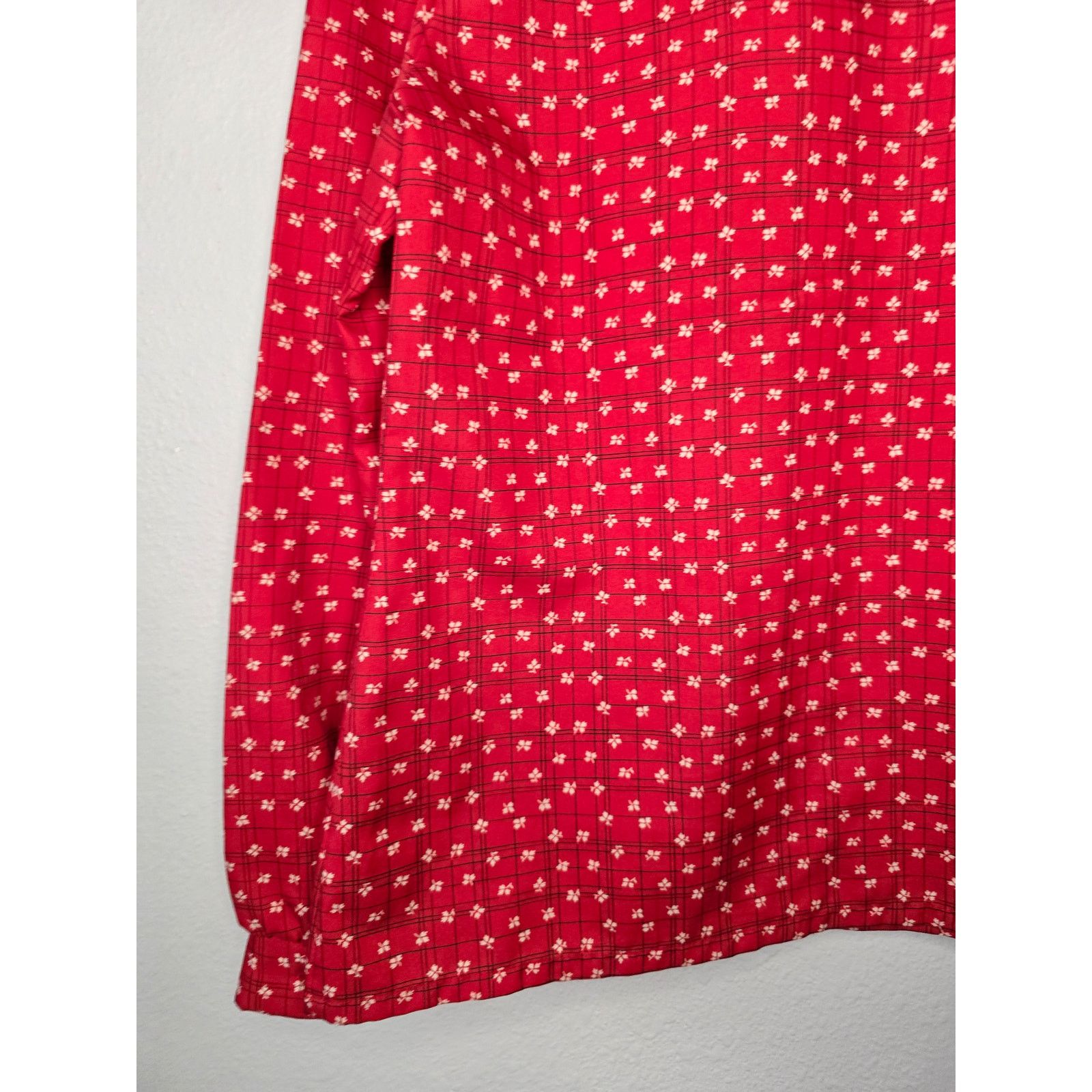 Vintage Vintage Tie Neck Blouse Judy Bond Red Floral Polka Dot Shirt Size XL / US 12-14 / IT 48-50 - 9 Thumbnail
