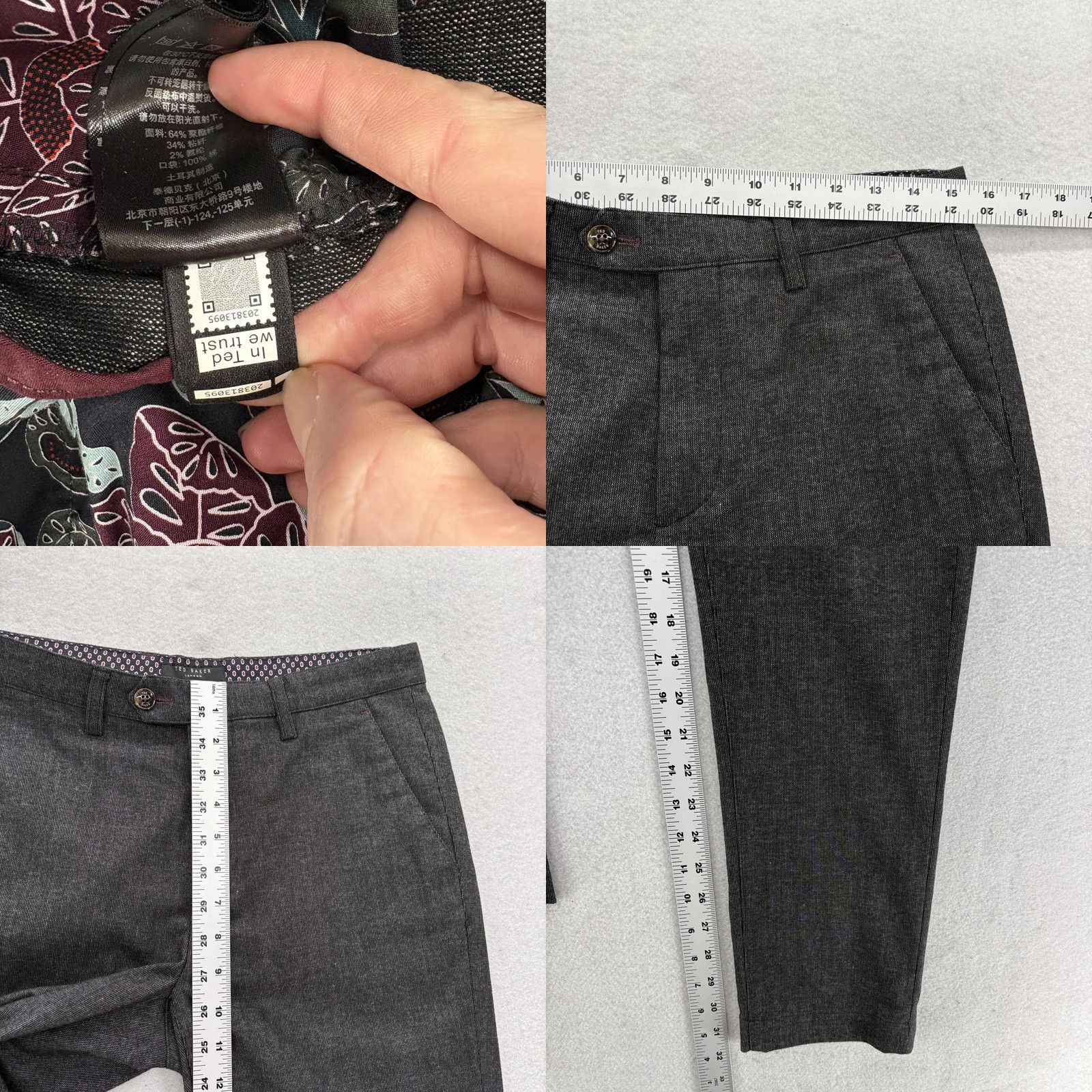 Ted Baker Ted Baker Haloe Chino Pants Mens 30x32 Gray Slim Fit Stretch Casual Workwear Size US 30 / EU 46 - 8 Thumbnail