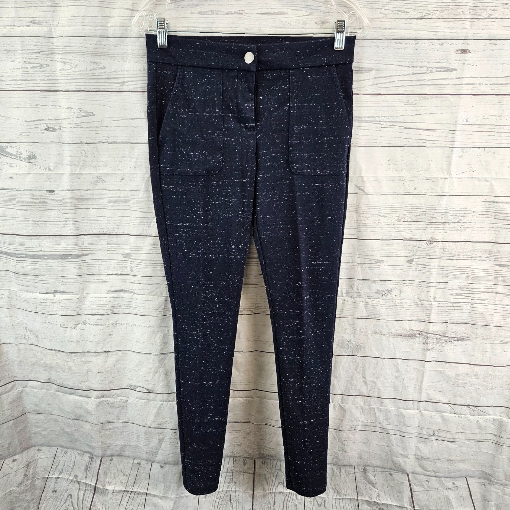 Loft Ann Taylor LOFT Womens Skinny Pants Sz 4 Blue White Mid Rise Rayon Blend Dress Pants Size 27" / US 4 / IT 40 - 2 Thumbnail