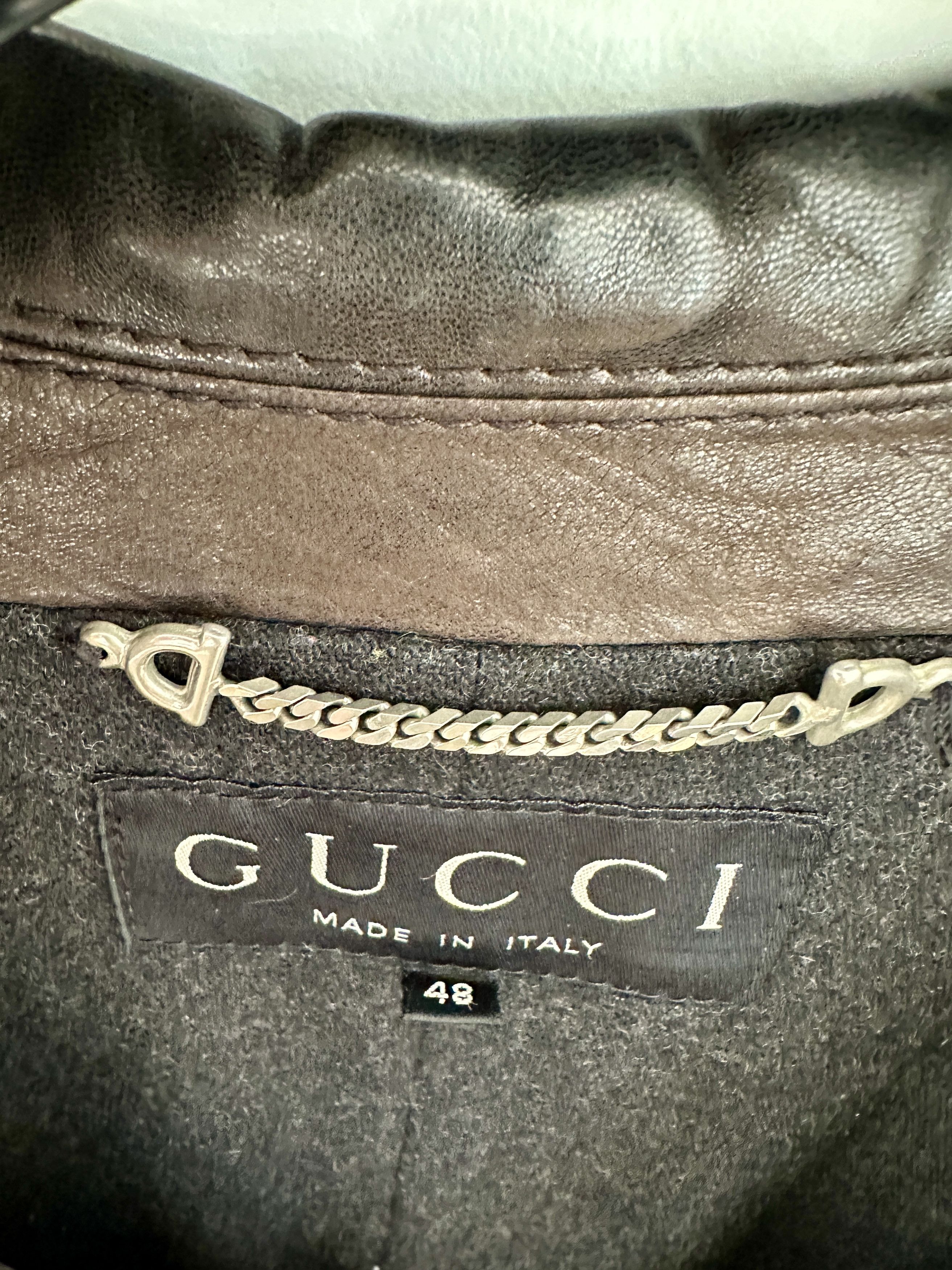 Gucci Men's Gucci Tom Ford Era Pea Coat Jacket Leather AUTHENTIC Size US M / EU 48-50 / 2 - 5 Thumbnail