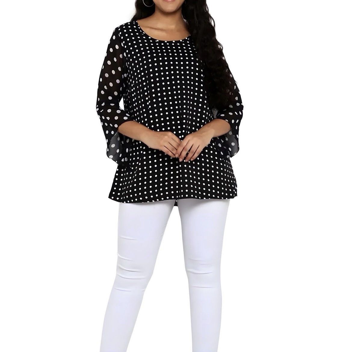 Other New Black & White Polka Dot 3/4 Bell Sleeve Top Women Small Size S / US 4 / IT 40 - 5 Thumbnail