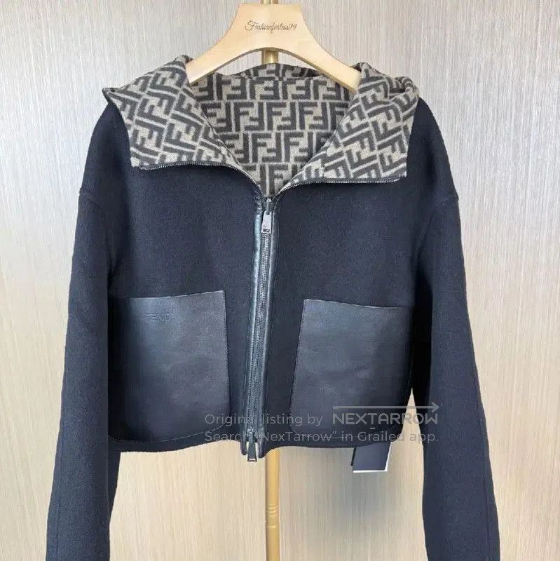 Fendi Fendi Women's Black Wool Jacket with Hood . Size L / US 10 / IT 46 - 1 Thumbnail